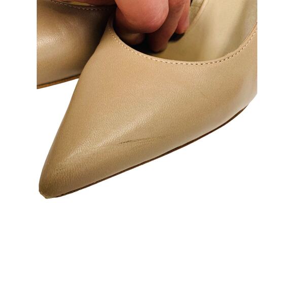 BURBERRY Beige Leather Maria Logo Pointed Toe Slingback Heels Pumps Size 36 US 6 - Picture 4 of 8